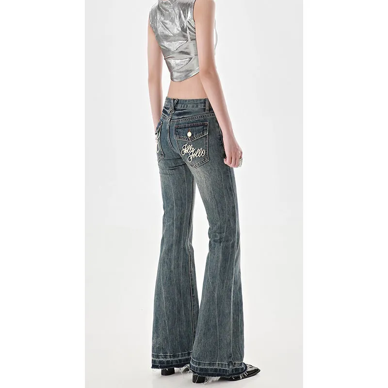 Uniwim y2k outfits American Retro Hot Girl Low Waist Skinny Jeans Women's Y2g High Street Slim Slimming Mop Long Pants
