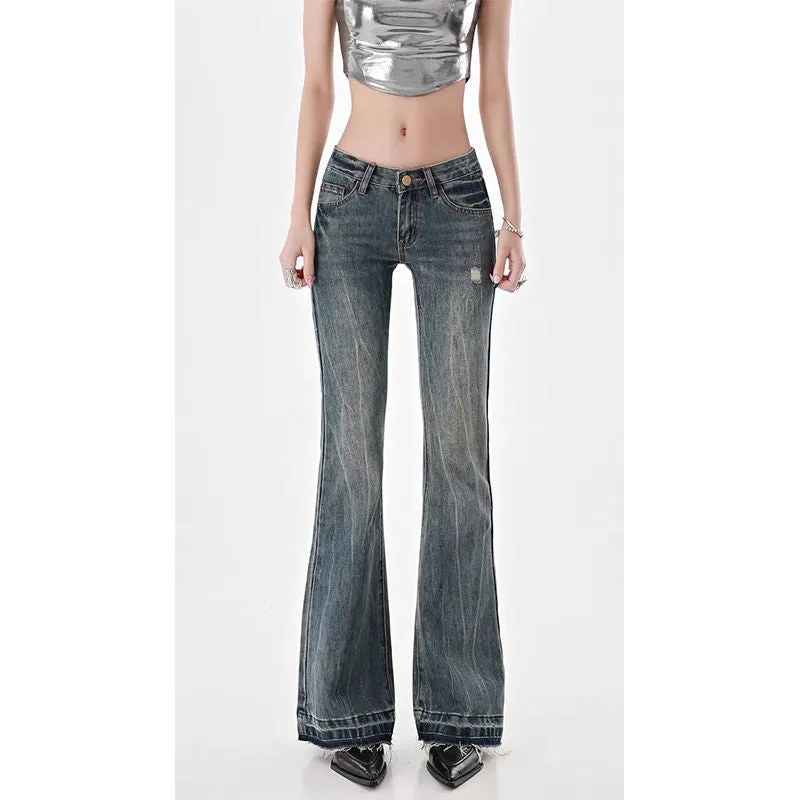 Uniwim y2k outfits American Retro Hot Girl Low Waist Skinny Jeans Women's Y2g High Street Slim Slimming Mop Long Pants