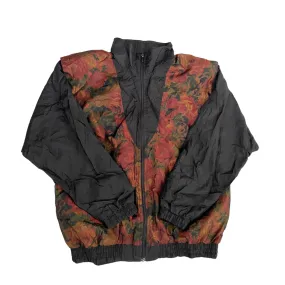 Vintage Shell Jacket Contrast Floral Print Brown SIZE M