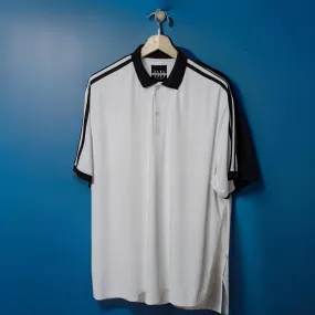 White & Black Striped Half Sleeved Polo T-shirt
