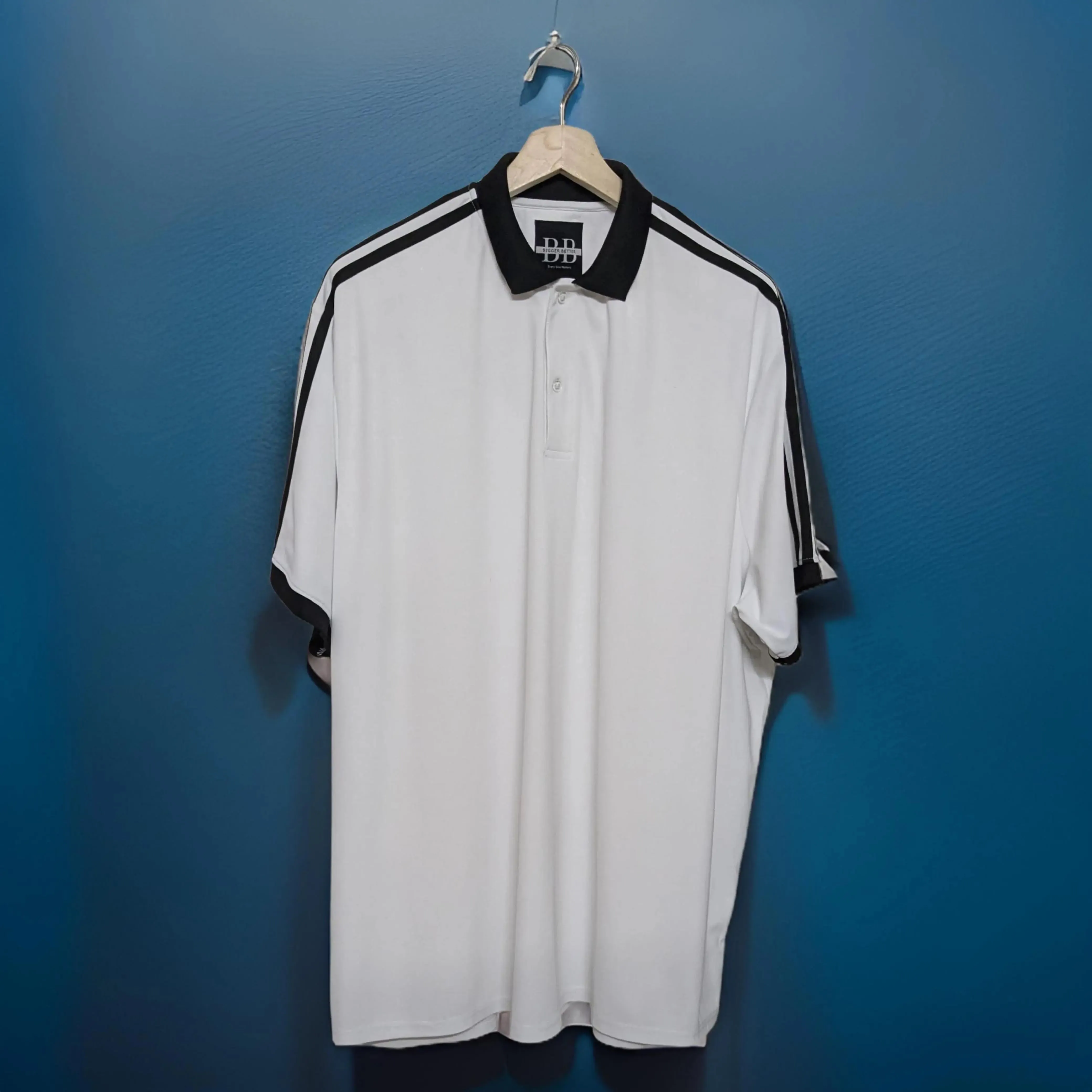 White & Black Striped Half Sleeved Polo T-shirt