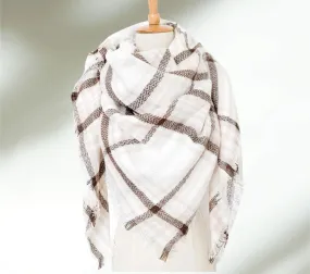 White & Blush Pink Plaid Women's Blanket Scarf/ Women Scarf/ Gifts for Her/ Women Shawl/ Blanket Scarf/ Oversized Scarf/ Bridesmaid Scarf/ Fall Scarf/