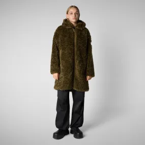 Woman's hooded jacket Angelica in bark green