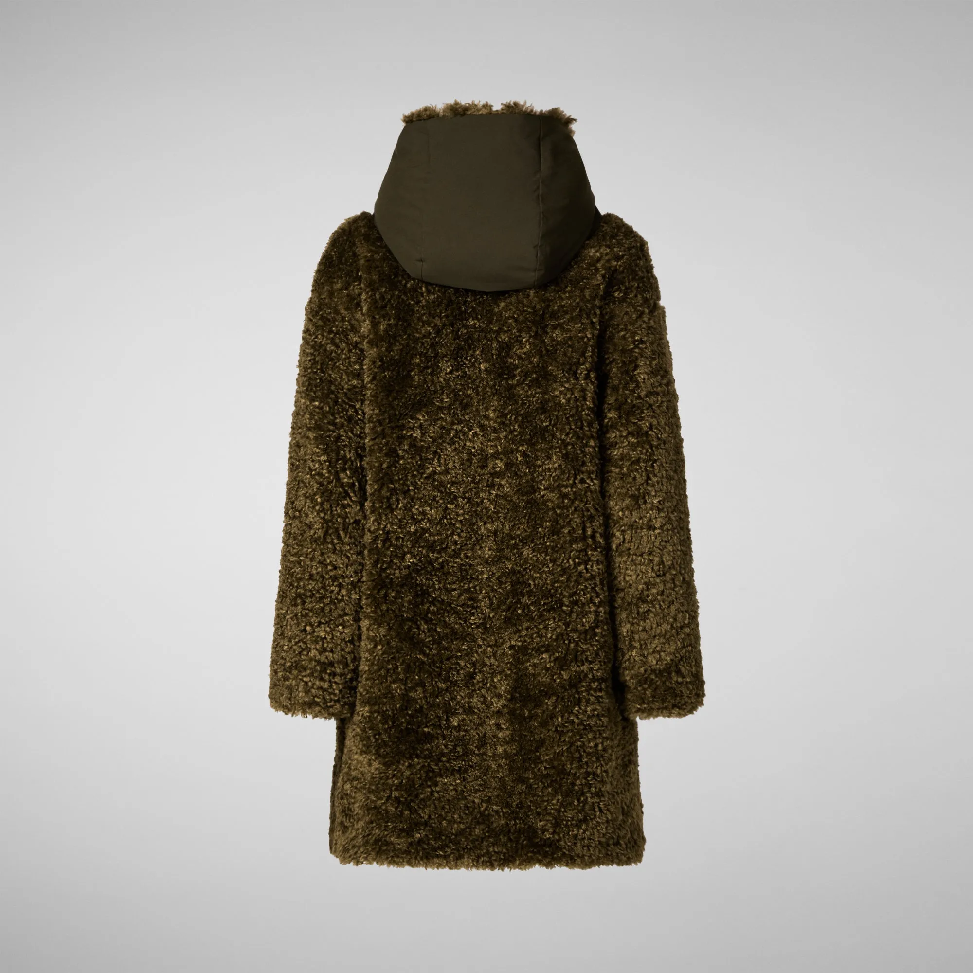 Woman's hooded jacket Angelica in bark green