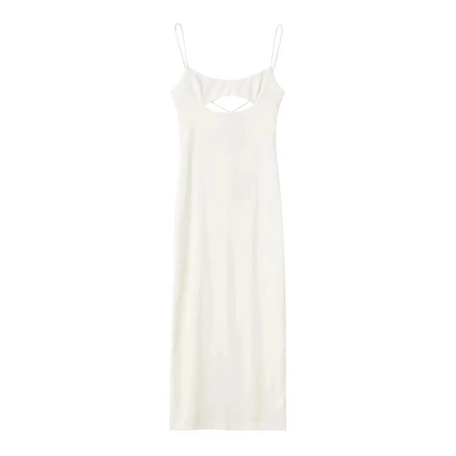 Women Backless Sling Dress Thin Straps Dresses Fashion Silk-Satin Solid Midi Dress Vintage Female Dresses Vestidos