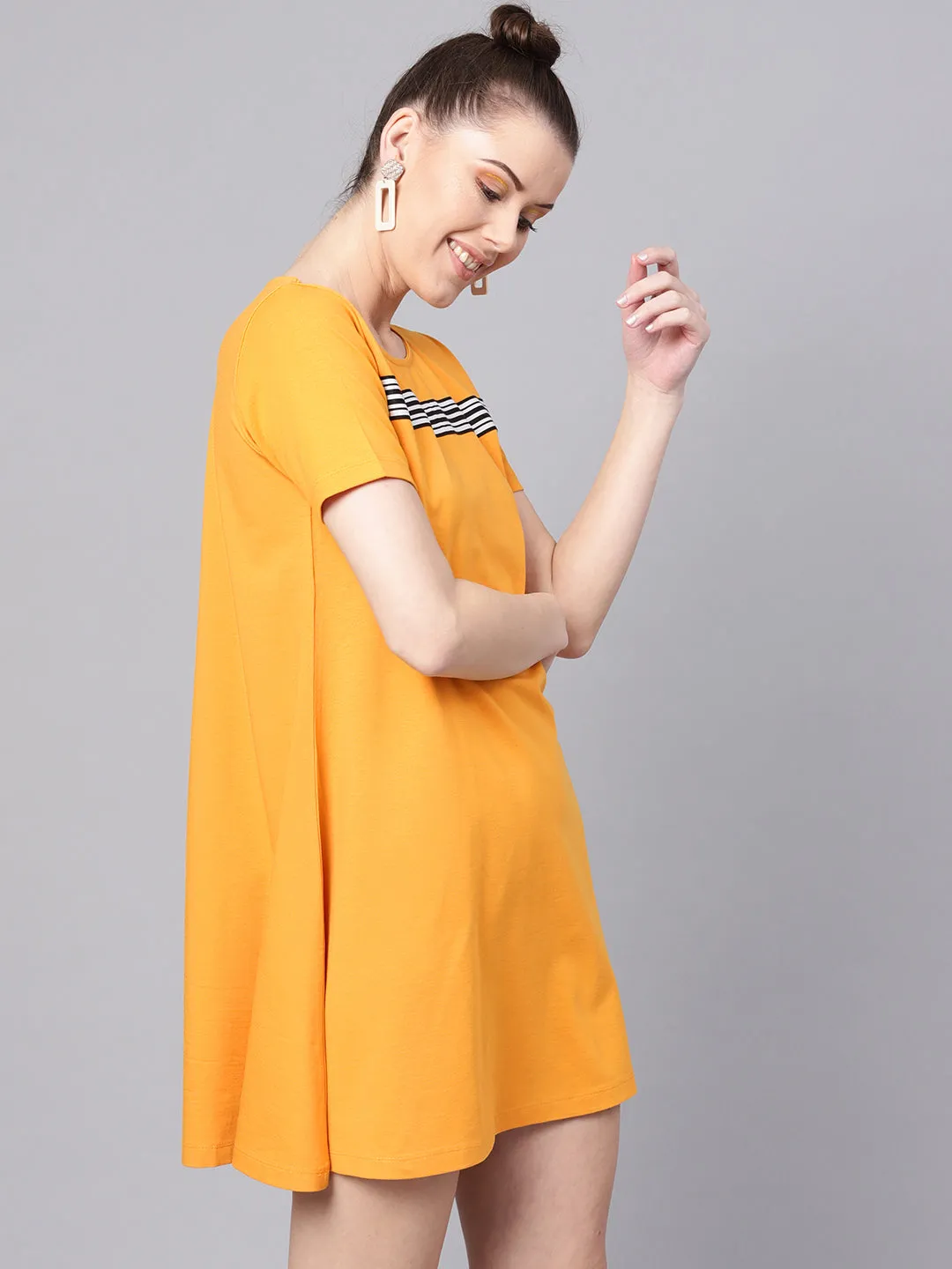 Women Mustard Tent Athleisure Dress
