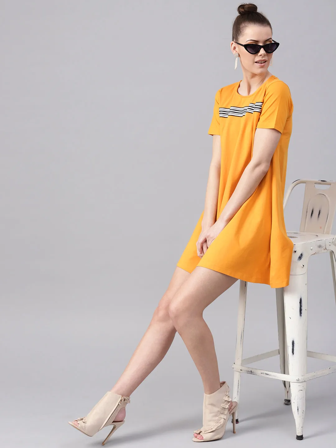 Women Mustard Tent Athleisure Dress