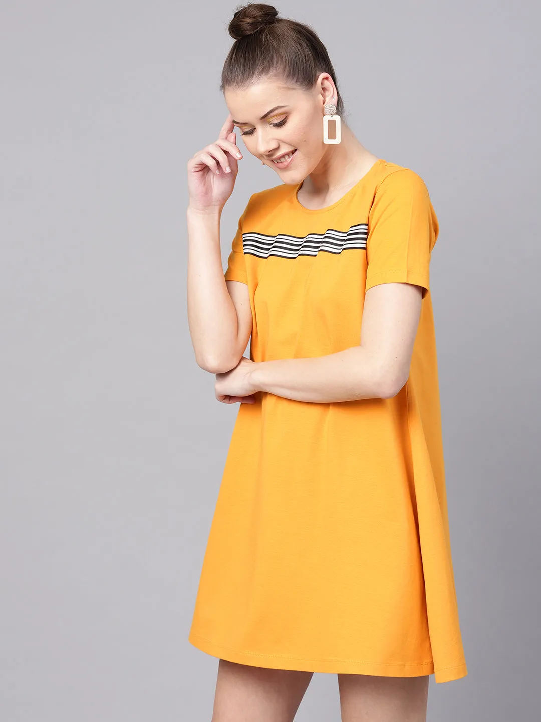 Women Mustard Tent Athleisure Dress