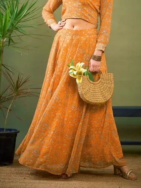 Women Yellow Floral Anarkali Skirt