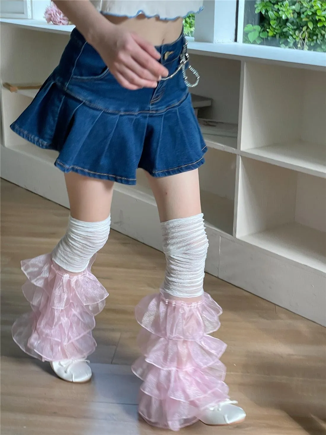 Women's Fashion Simple Lace Stitching Leg Warmer Bunching Socks