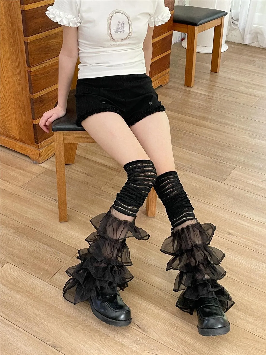 Women's Fashion Simple Lace Stitching Leg Warmer Bunching Socks