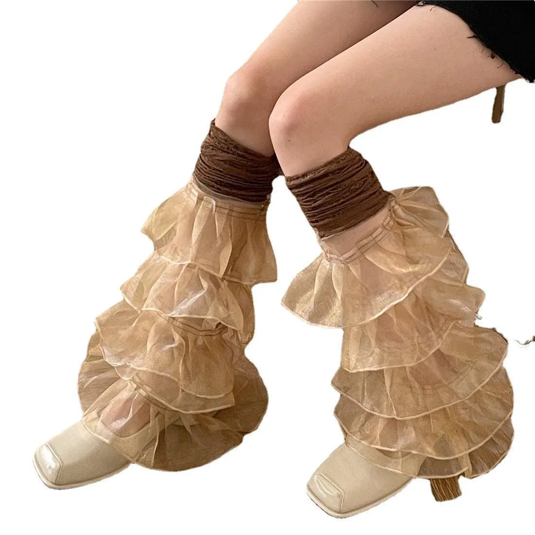 Women's Fashion Simple Lace Stitching Leg Warmer Bunching Socks