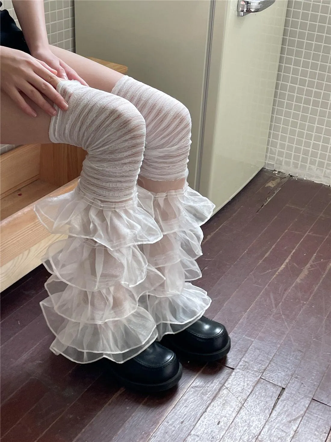 Women's Fashion Simple Lace Stitching Leg Warmer Bunching Socks