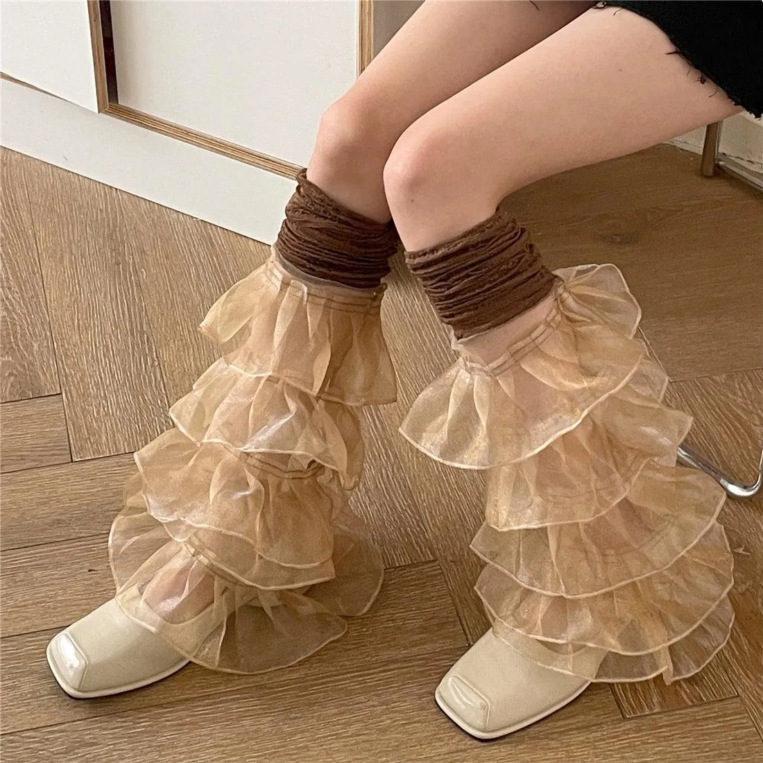 Women's Fashion Simple Lace Stitching Leg Warmer Bunching Socks