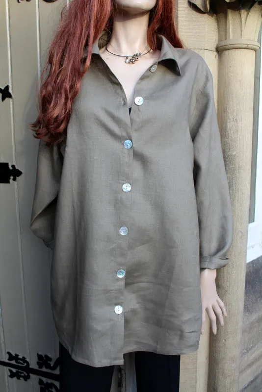 Womens Loose Linen Shirt / Jacket / Button Tunic  (was £59.99)