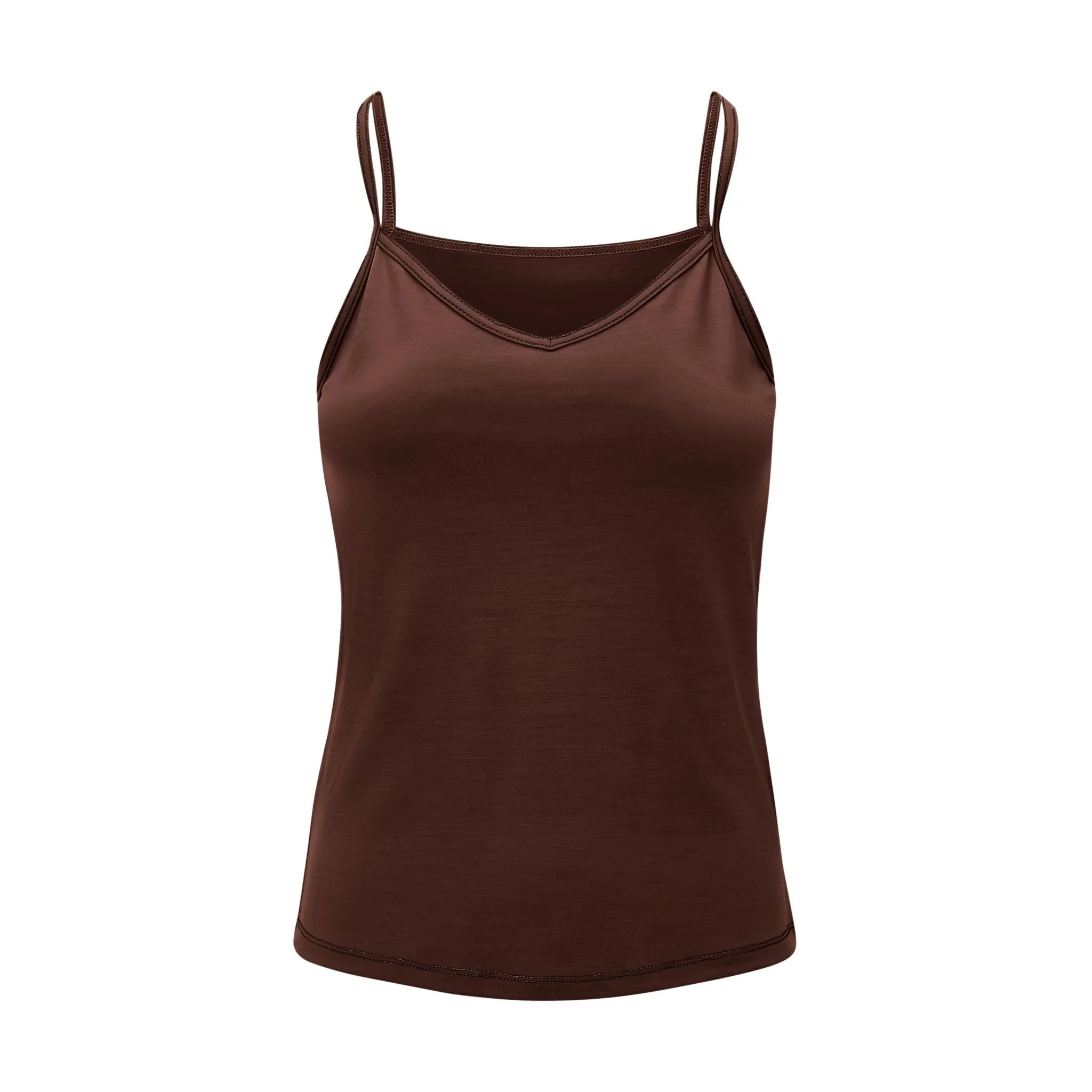 Womens Merino Cami, Chocolate Brown