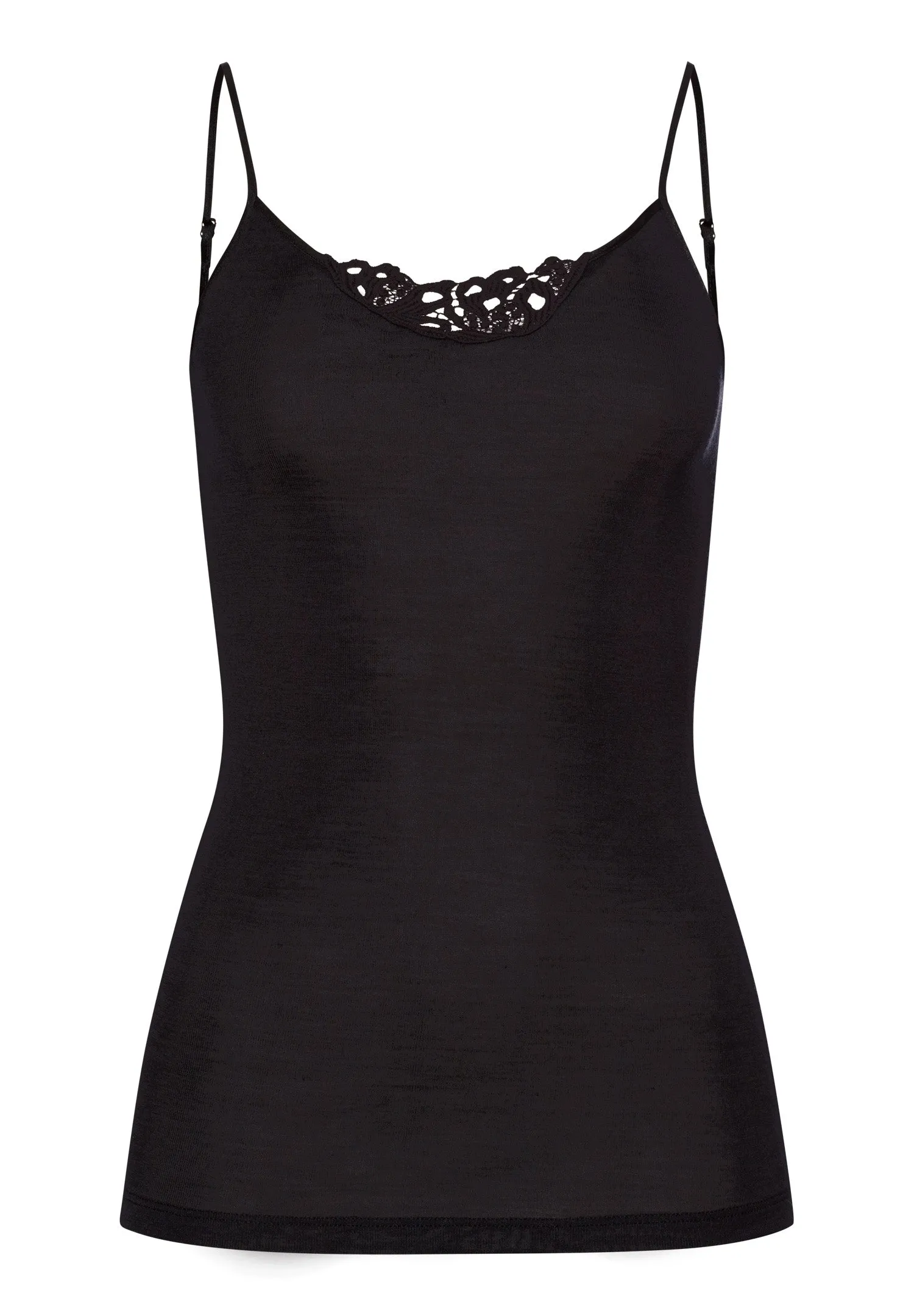 Woolen Silk W Embroidered Camisole | Black 71521-018