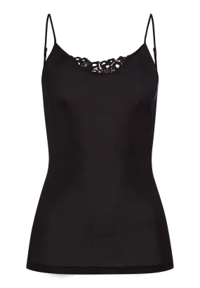 Woolen Silk W Embroidered Camisole | Black 71521-018