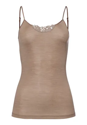 Woolen Silk W Embroidered Camisole | Taupe 71521-2847