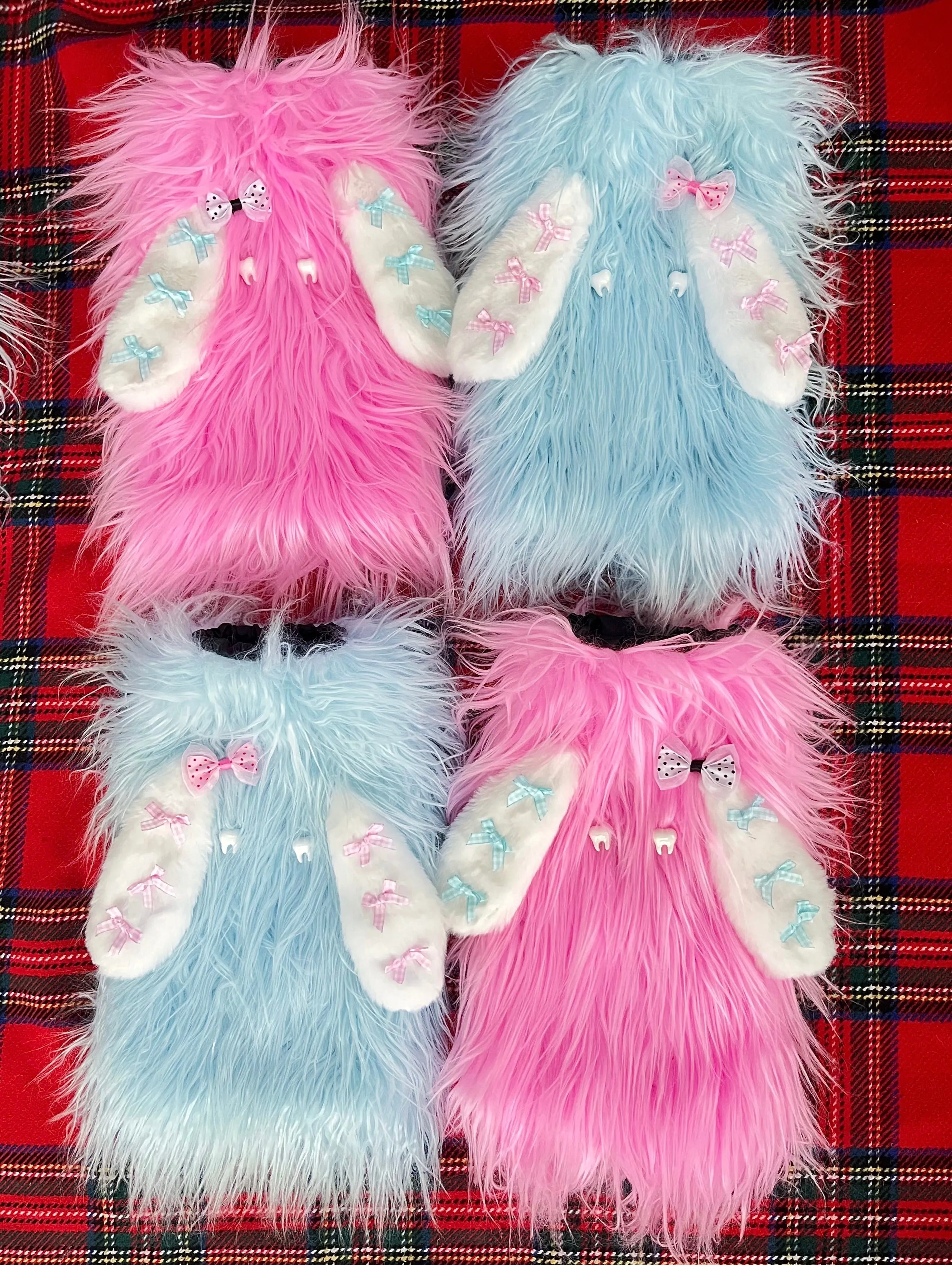 Y2K Rabbit Bow Ear Artificial Fur Leg Warmers