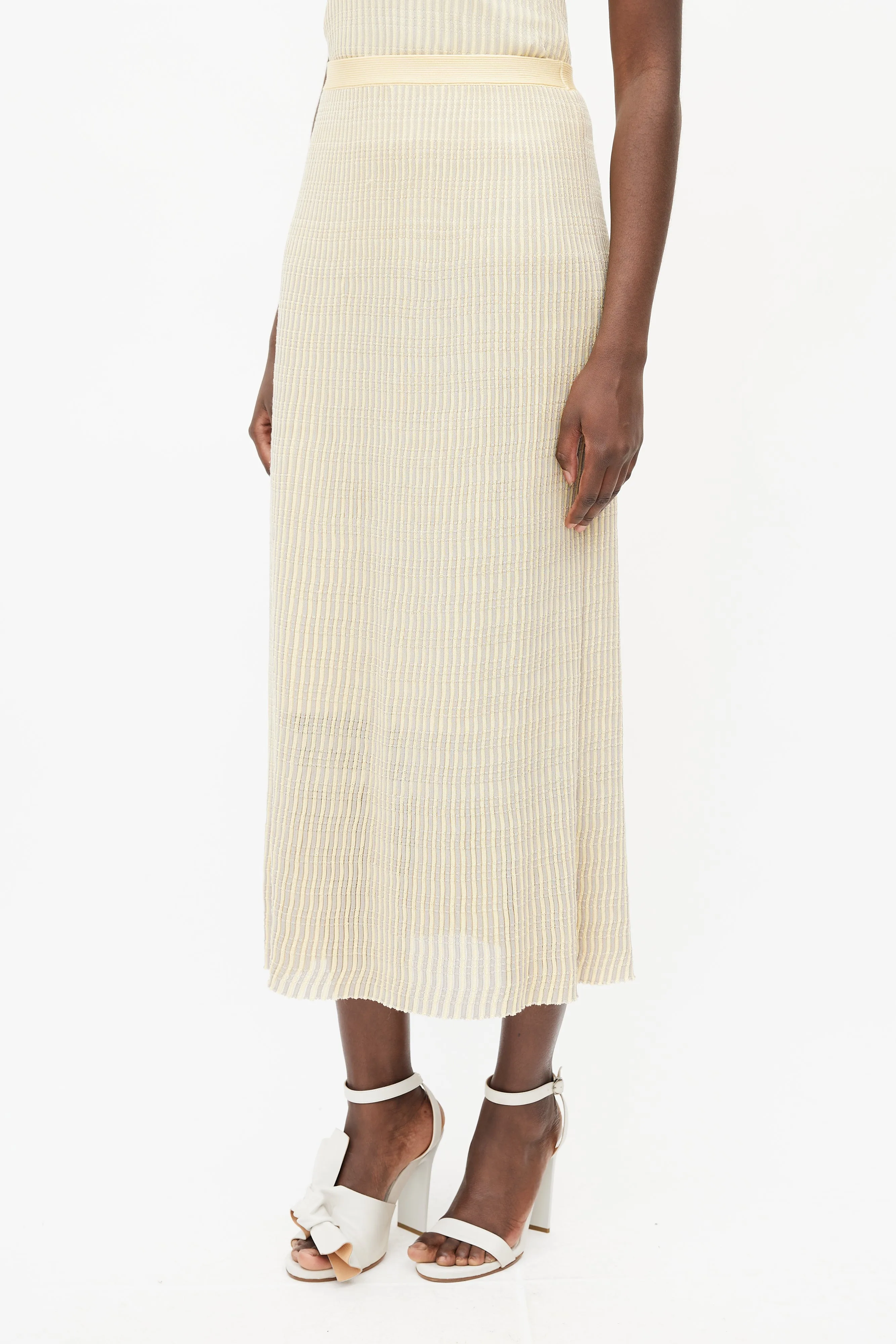 Yellow & Grey Knit Skirt Set