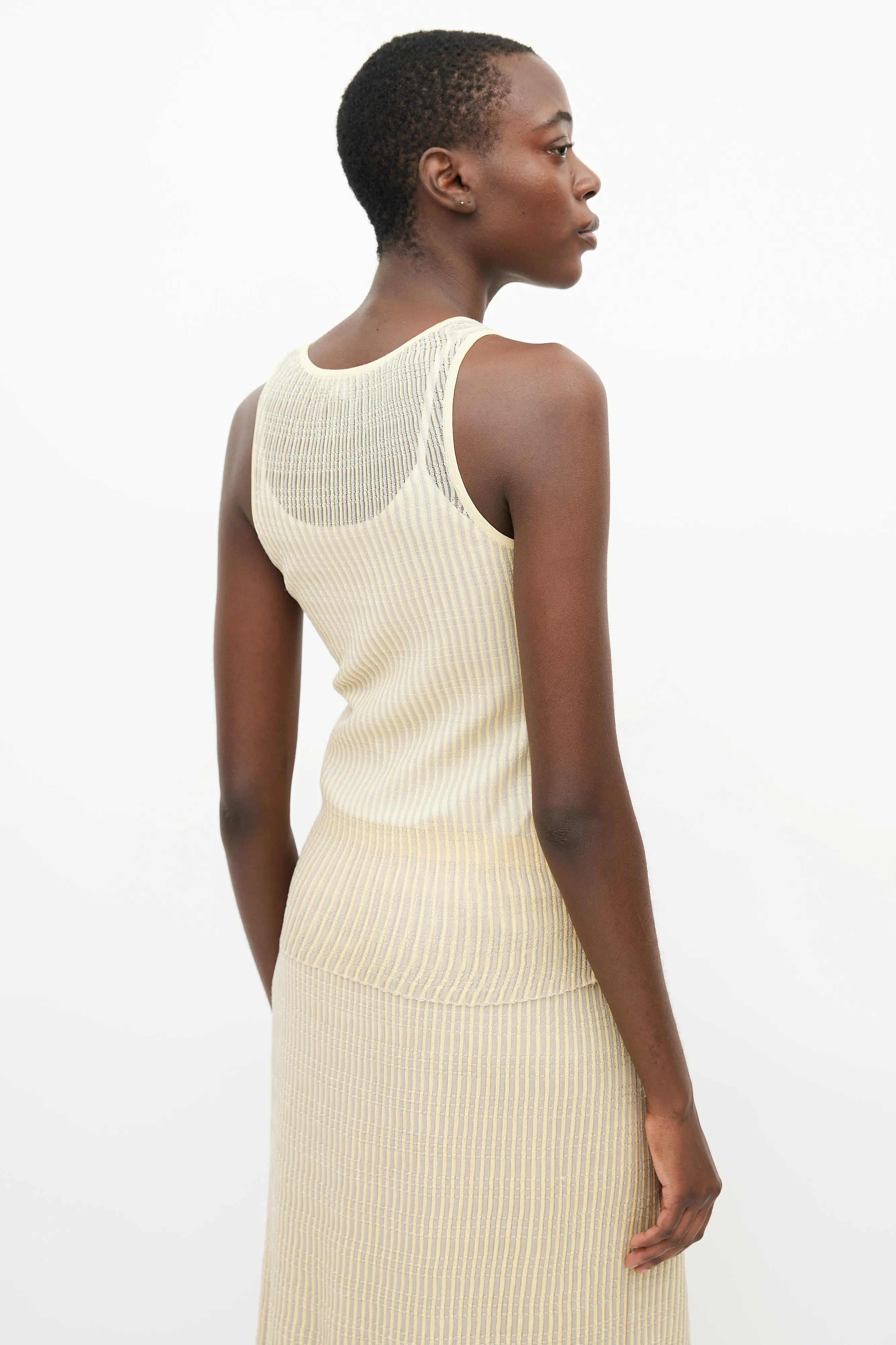 Yellow & Grey Knit Skirt Set