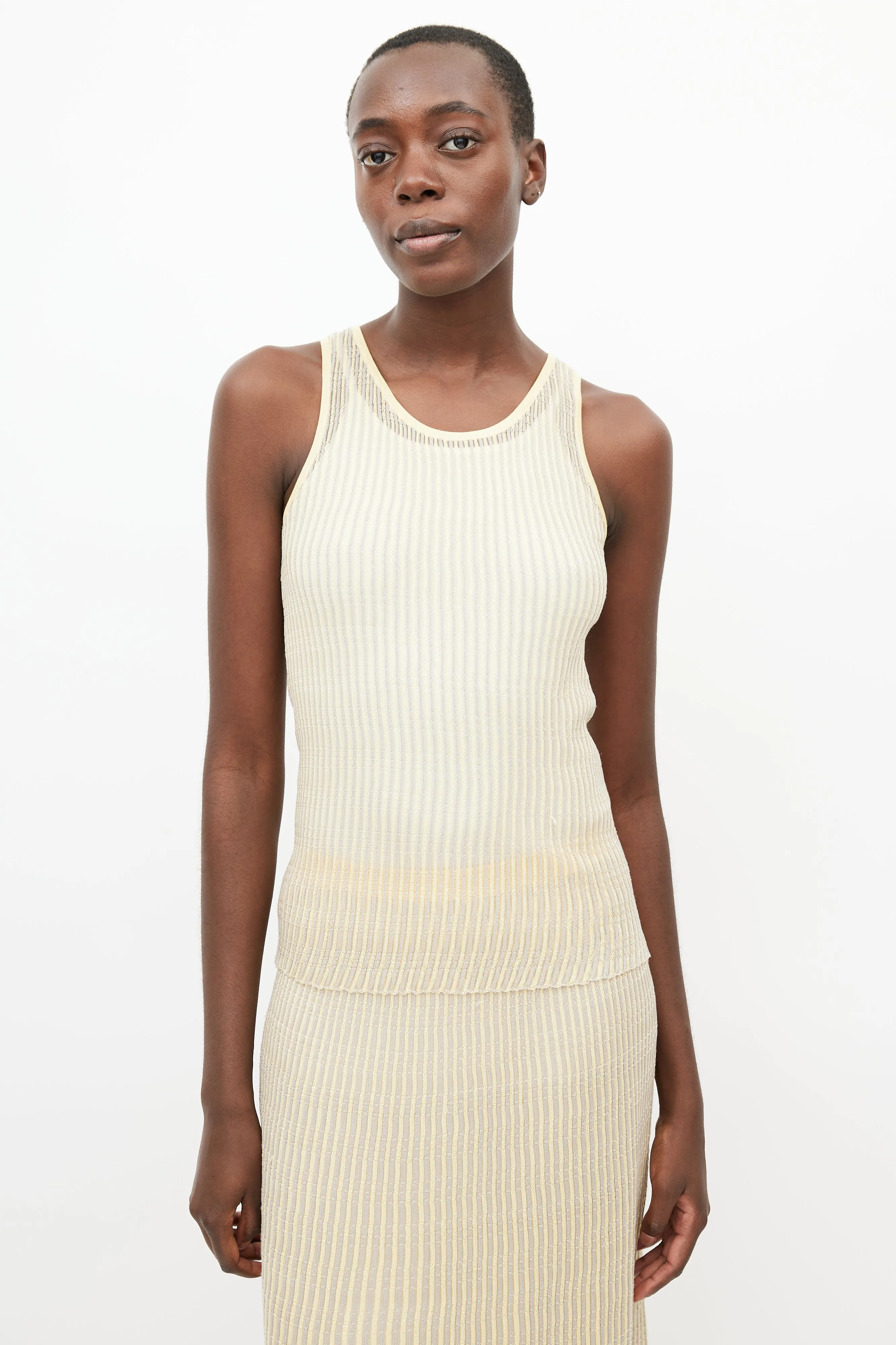 Yellow & Grey Knit Skirt Set