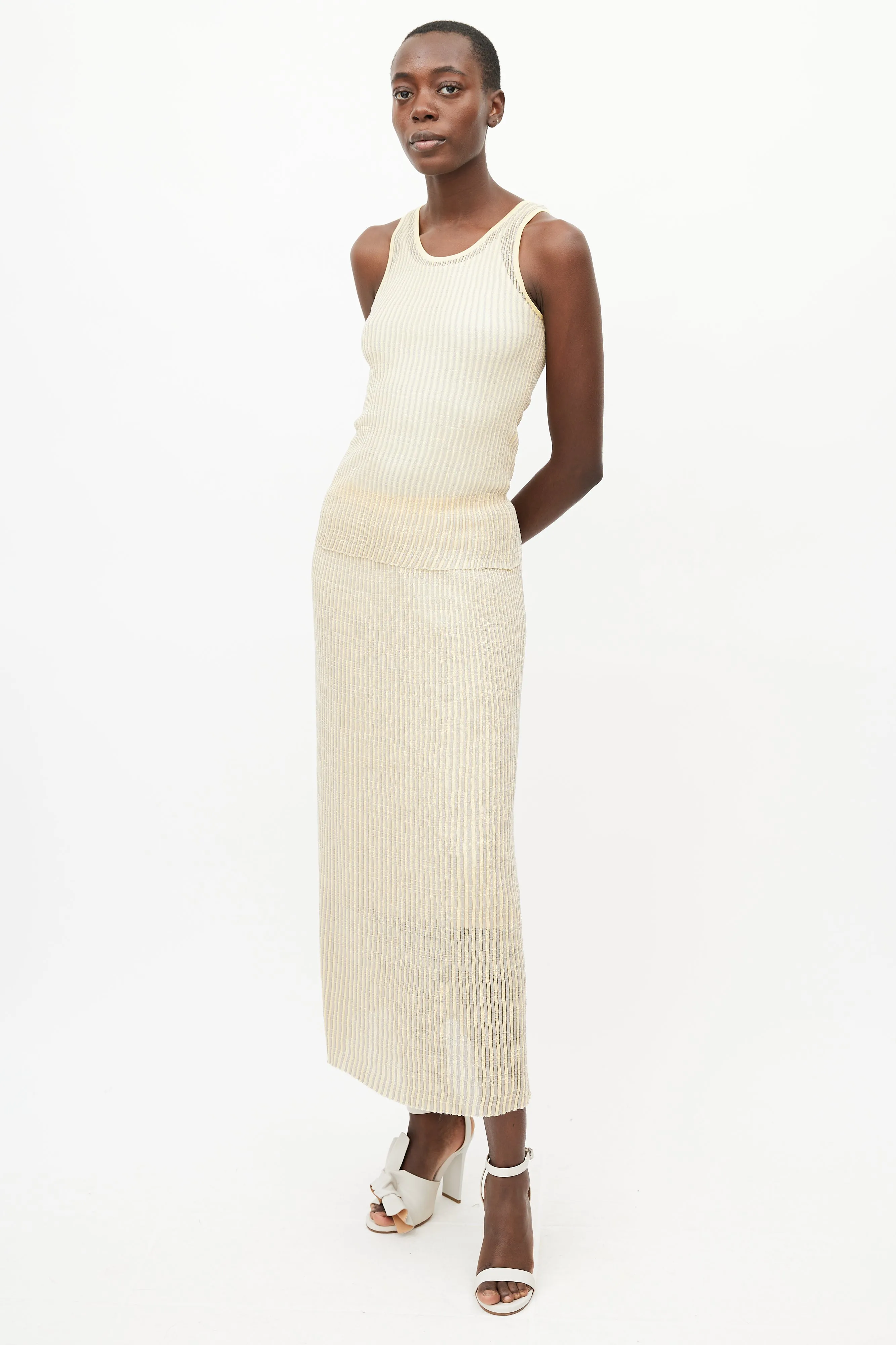 Yellow & Grey Knit Skirt Set