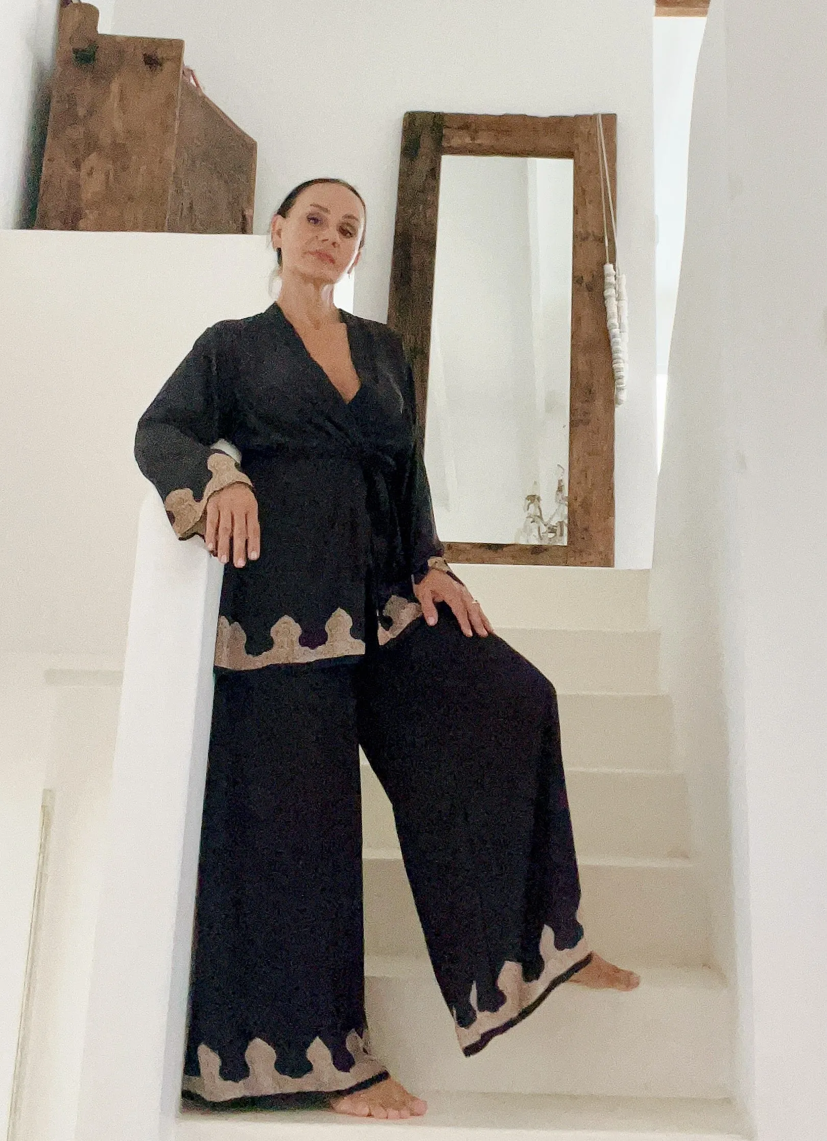 Zalika- Bamboo Silk Short Kimono Top-Charcoal
