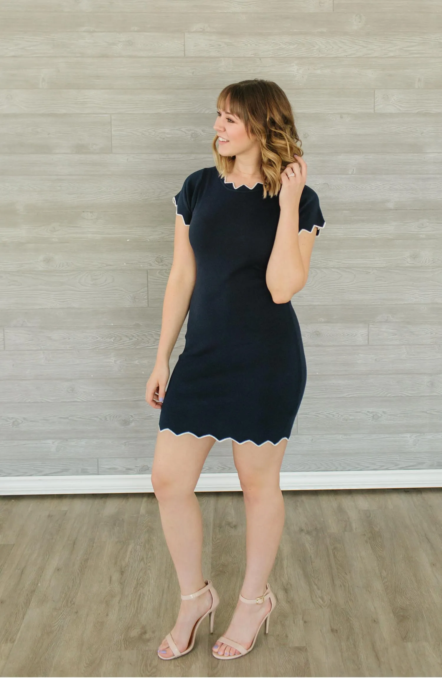 Zig-zag Neck Knit Dress FINAL SALE