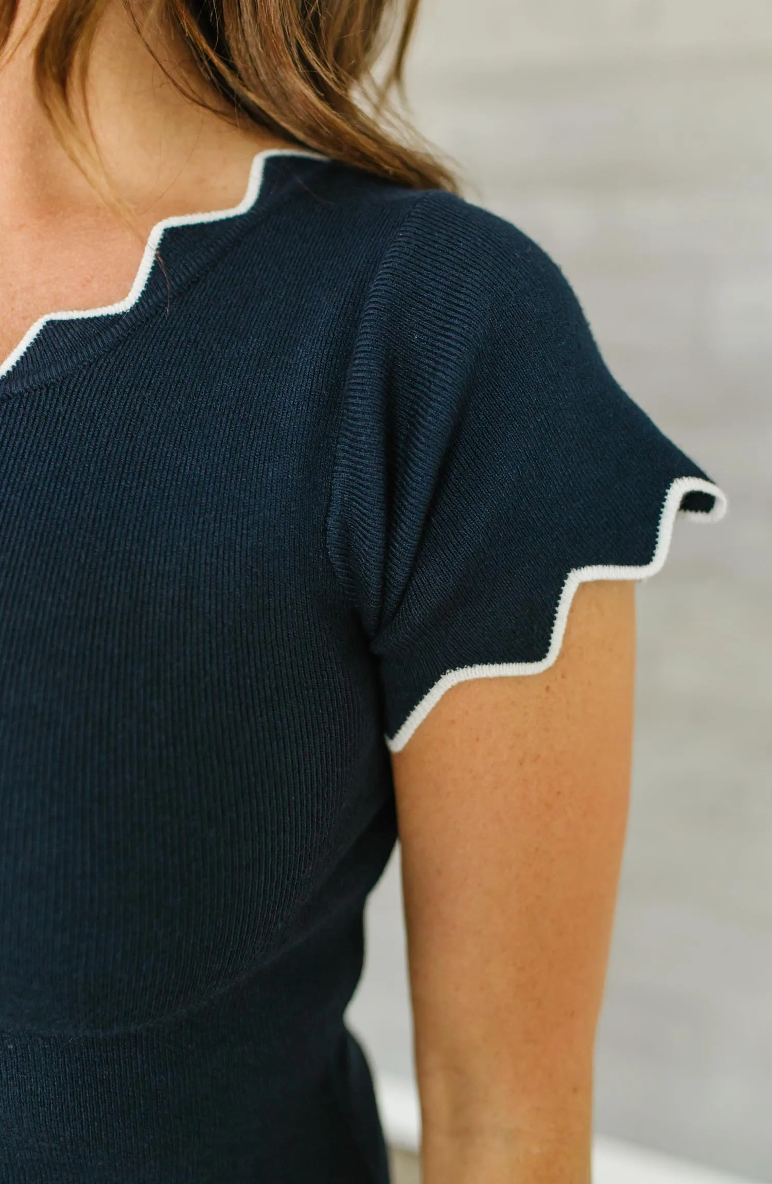 Zig-zag Neck Knit Dress FINAL SALE