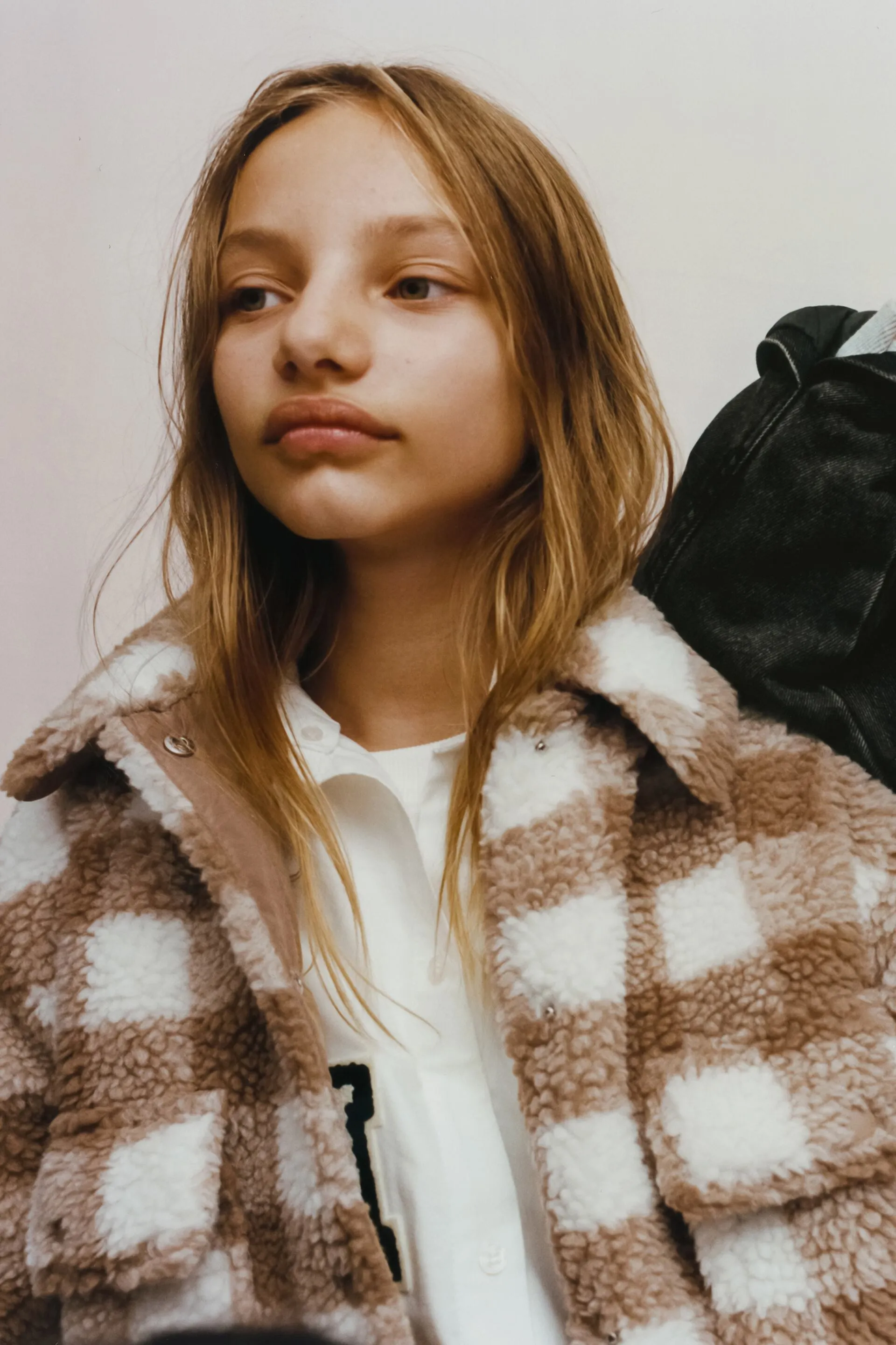 ZR FAUX SHEARLING Check Gingham Overshirt Jacket  12175
