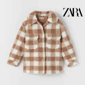 ZR FAUX SHEARLING Check Gingham Overshirt Jacket  12175